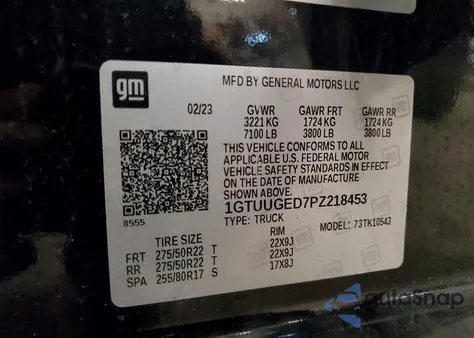 2023 GMC Sierra K1500 Denali z USA, uszkodzony, nr VIN 1GTUUGED7PZ218453